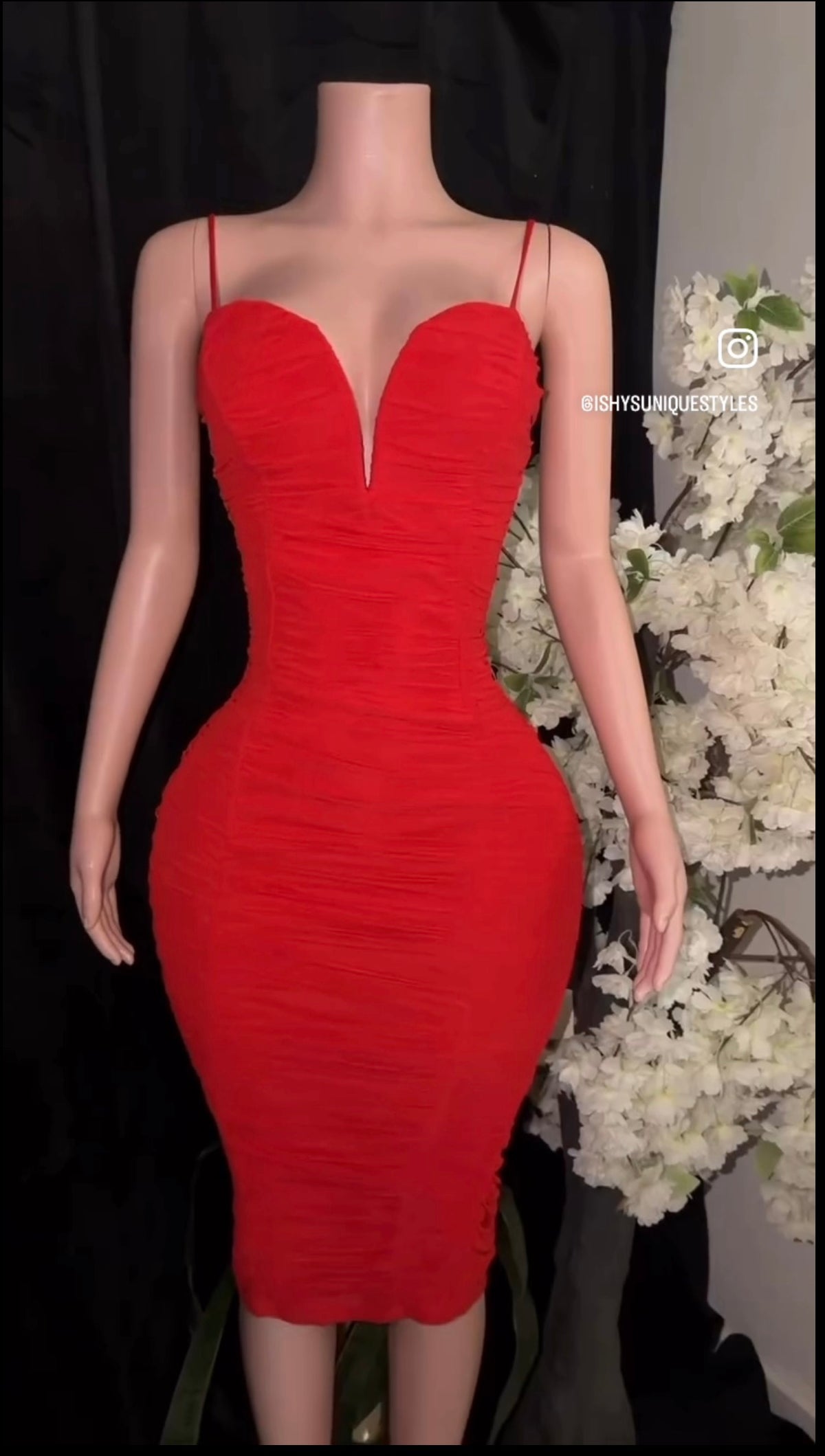 V-Cut Red Dress