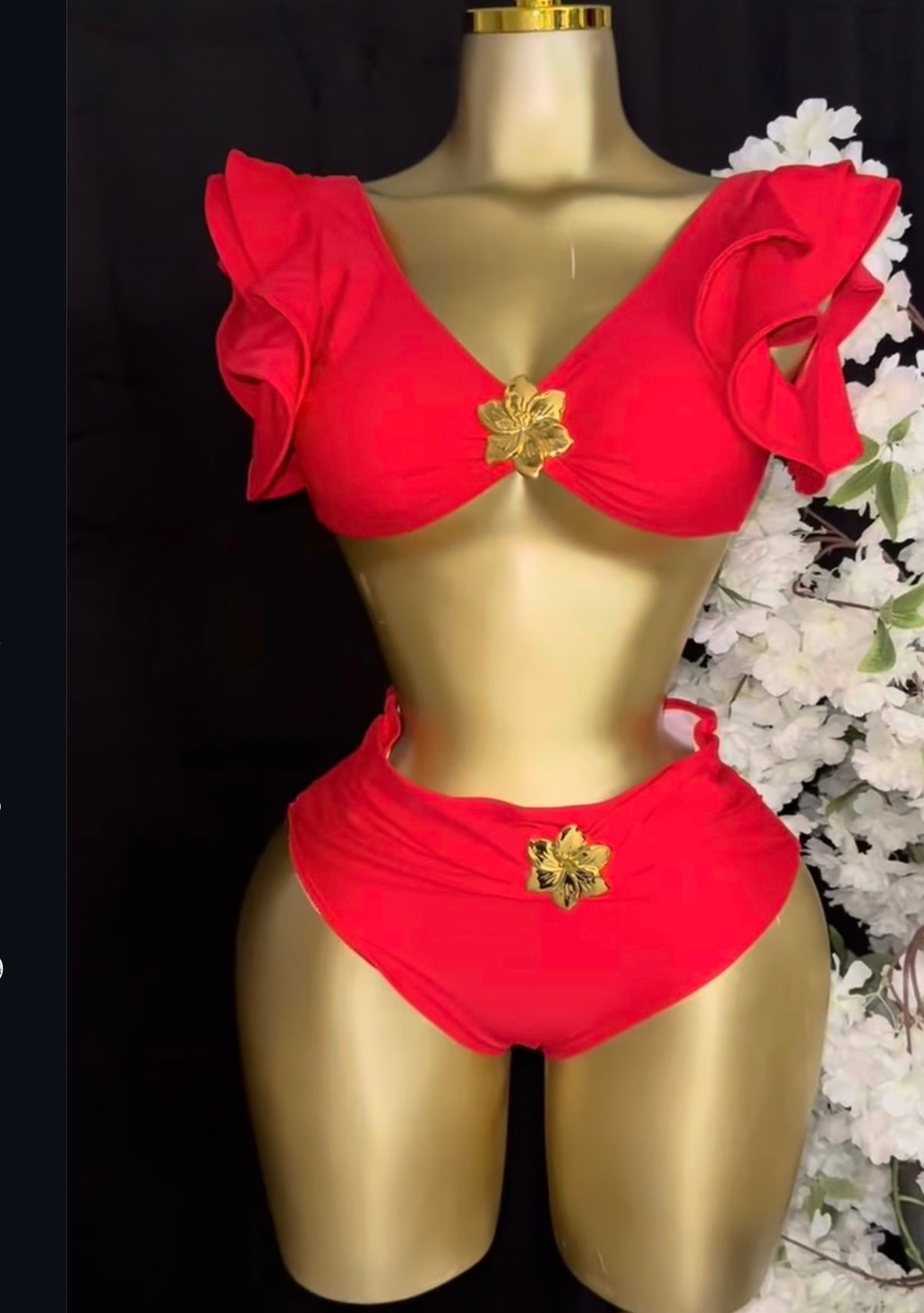 Ruffled Gold Accent swimset